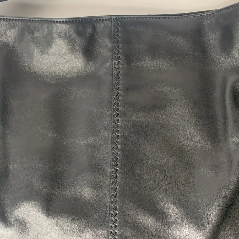 Badgley Mischka black cow leather large hobo shoulder bag